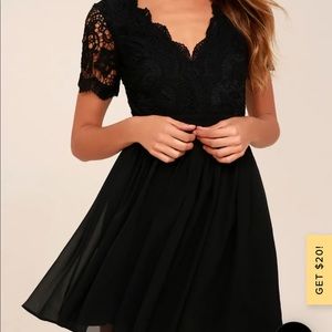Angel in Disguise Black Lace Skater Dress from Lulu’s
